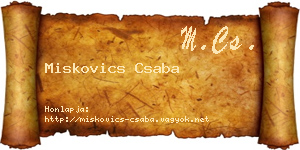 Miskovics Csaba névjegykártya